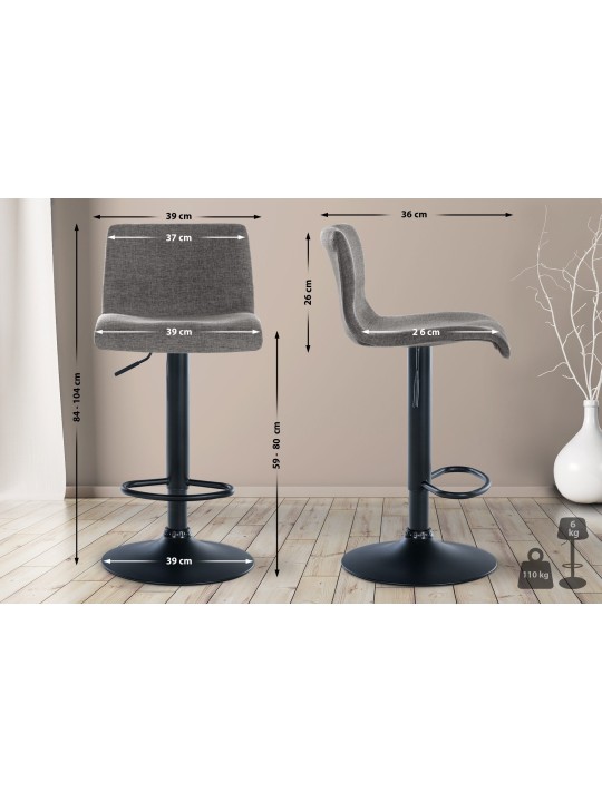 Banqueta alta tecido Branford, cinza claro