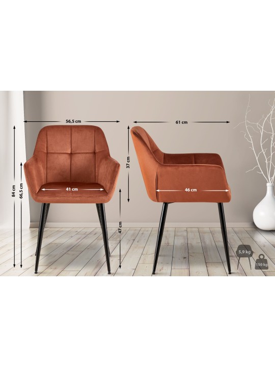 Cadeira para visitantes Emia de veludo, castanho