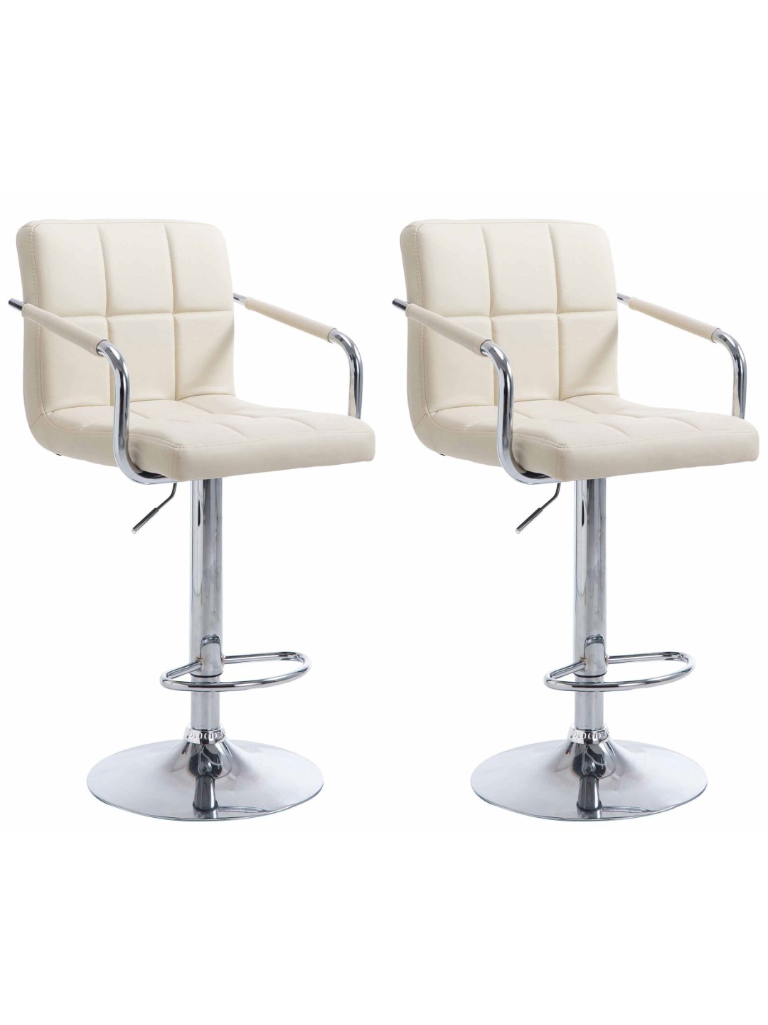 Conjunto de 2 bancos altos Lucy V2 cromados, creme
