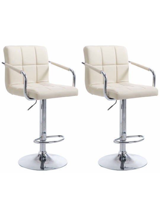 Conjunto de 2 bancos altos Lucy V2 cromados, creme