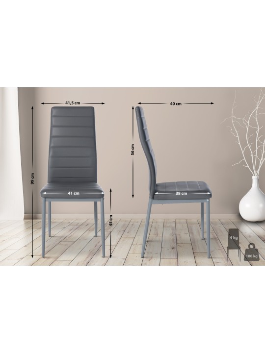 Cadeira da sala de jantar Mayfair couro sintético, cinza