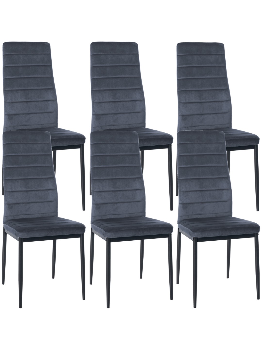 Conjunto de 6 cadeiras de jantar em veludo Mayfair, cinza claro