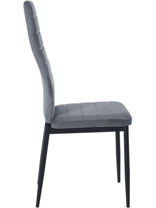 Conjunto de 6 cadeiras de jantar em veludo Mayfair, cinza claro