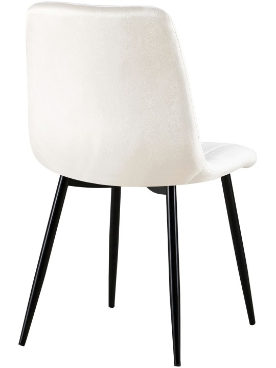 Conjunto de 4 cadeiras de veludo Dijon, branco creme