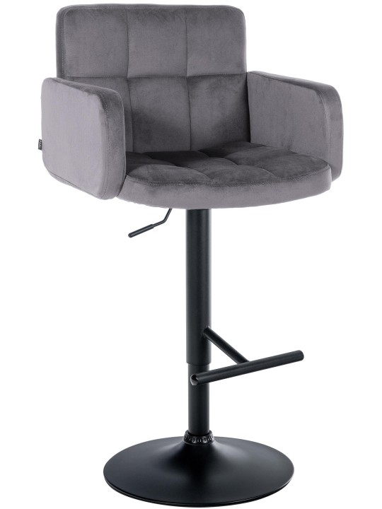 Banqueta alta de veludo Los Angeles, cinza escuro