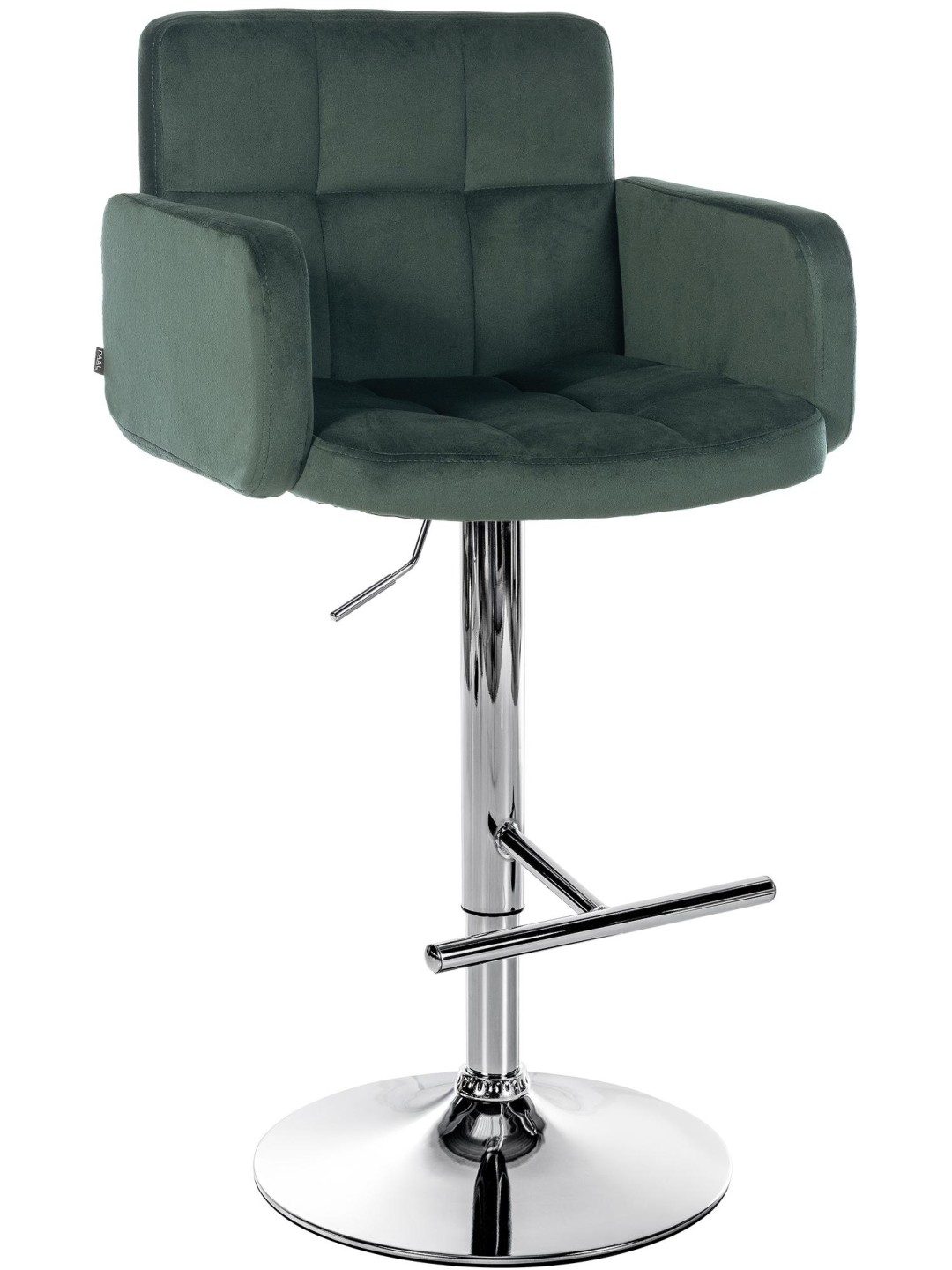 Banco de bar Los Angeles Velvet Chrome, verde escuro