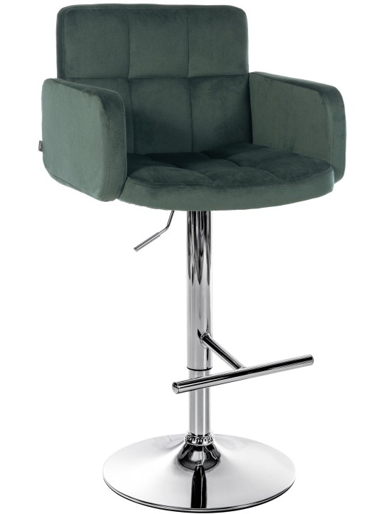 Banco de bar Los Angeles Velvet Chrome, verde escuro