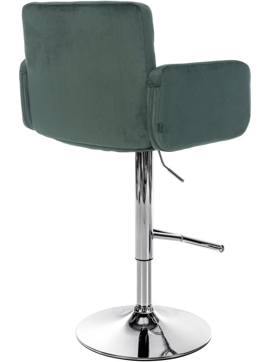 Banco de bar Los Angeles Velvet Chrome, verde escuro