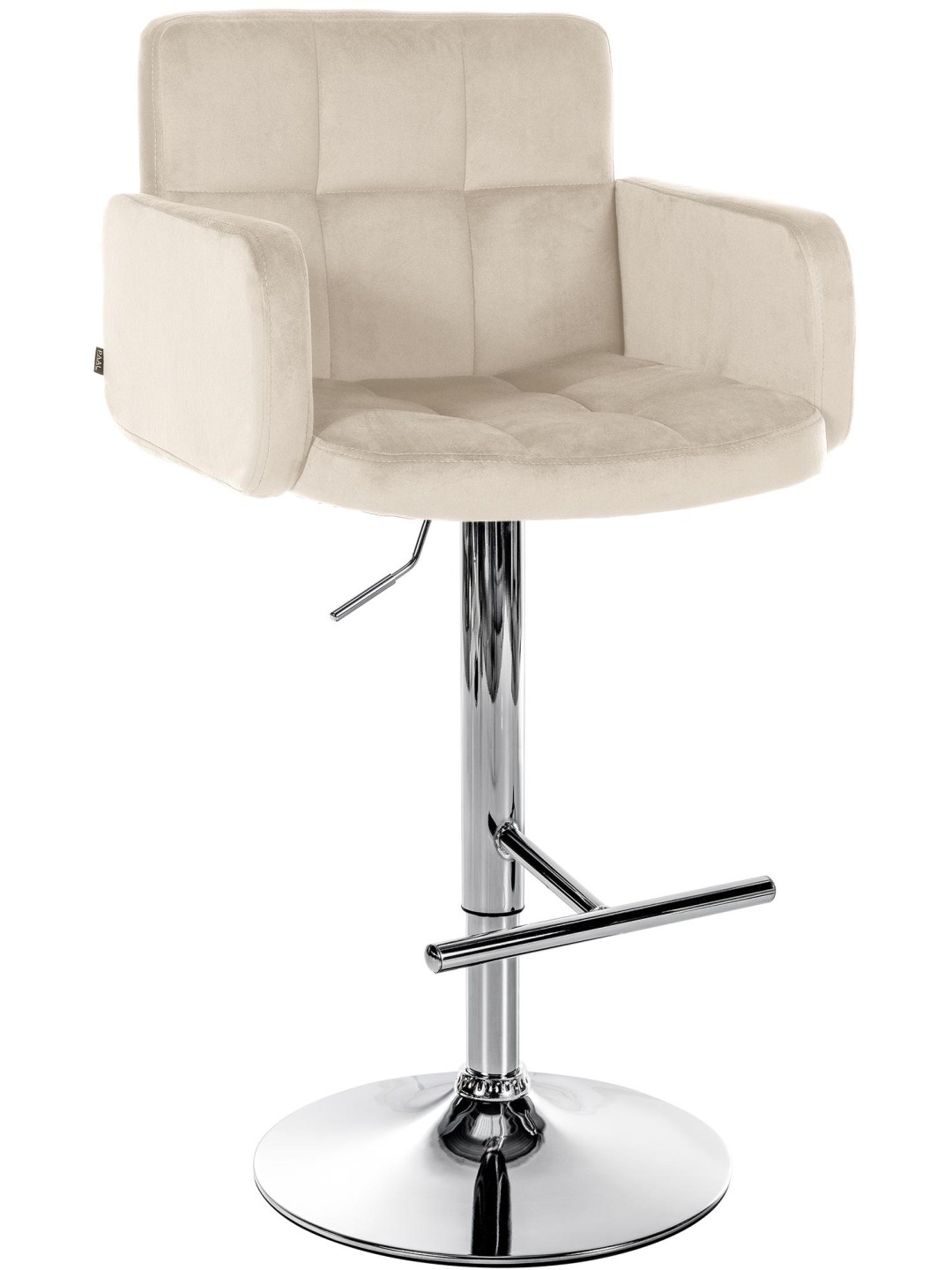 Banco de bar Los Angeles Velvet Chrome, creme