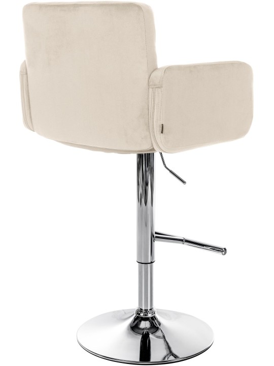 Banco de bar Los Angeles Velvet Chrome, creme