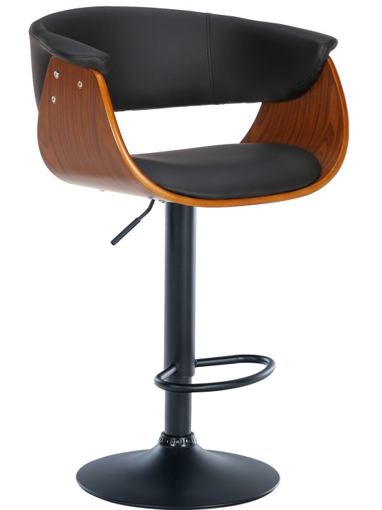 Conjunto de 2 bancos altos Vestal em pele sintética, nogueira/preto