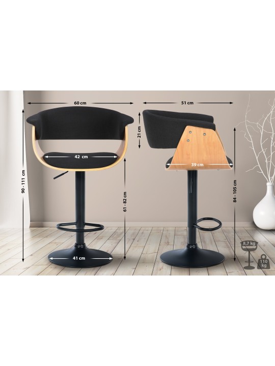 Conjunto de 2 bancos altos em tecido Vestal, natural/preto Conjunto de 2 bancos altos em tecido Vestal, natural/preto