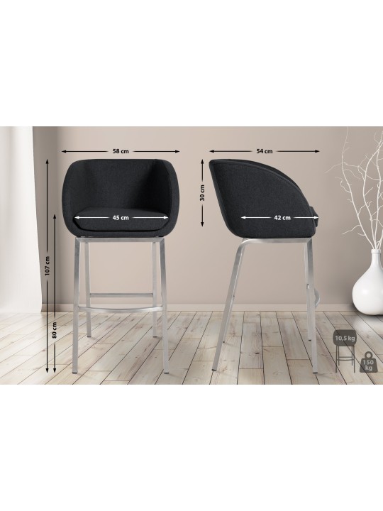 Banqueta alta Rockhill E Felt, antracite