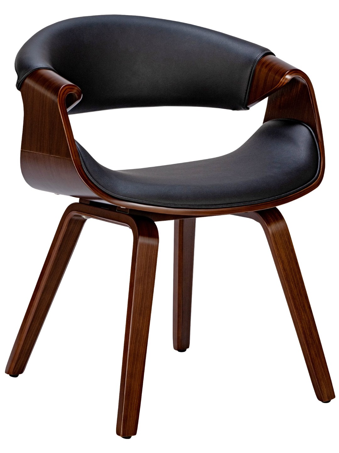 Cadeira de jantar Foley em couro sintético, nogueira/preto