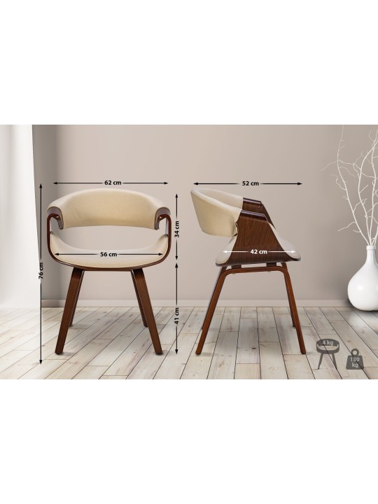 Cadeira para sala de jantar tecido Foley, nogueira/creme