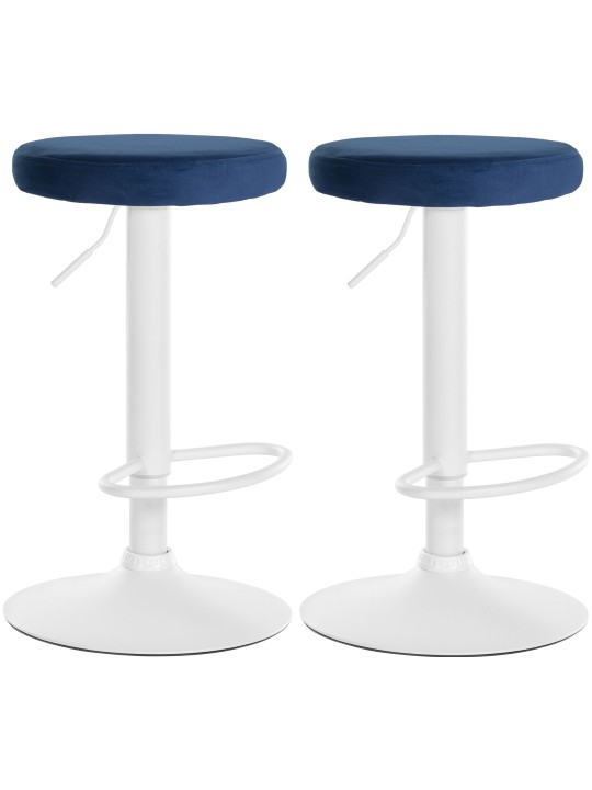 Conjunto de 2 bancos altos Ponte veludo, azul