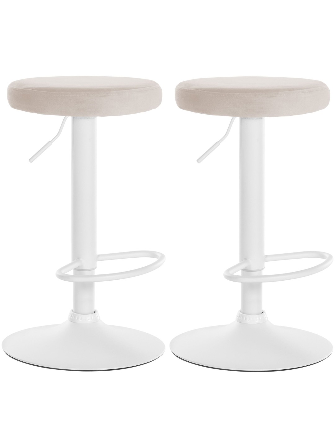 Conjunto de 2 bancos altos Ponte veludo, creme