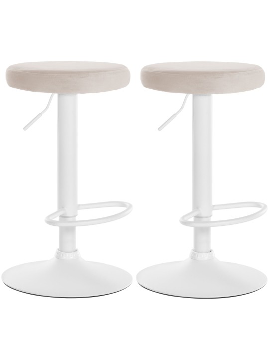 Conjunto de 2 bancos altos Ponte veludo, creme