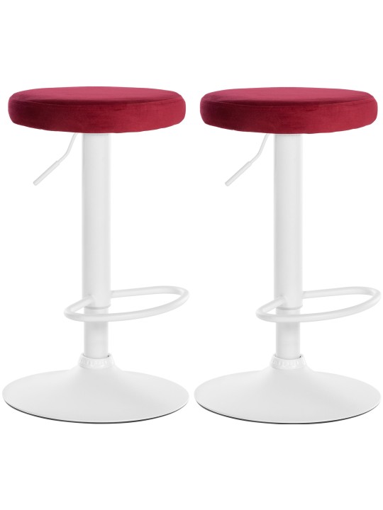 Conjunto de 2 bancos altos Ponte veludo, vermelho