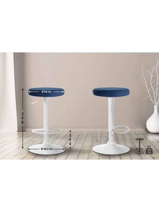 Conjunto de 2 bancos altos Ponte veludo, azul