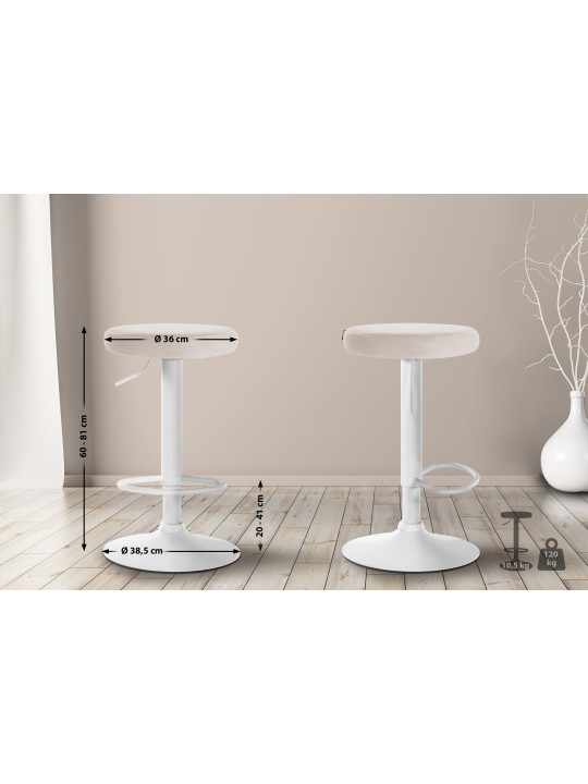 Conjunto de 2 bancos altos Ponte veludo, creme
