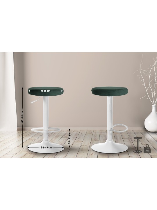 Conjunto de 2 bancos altos Ponte veludo, verde