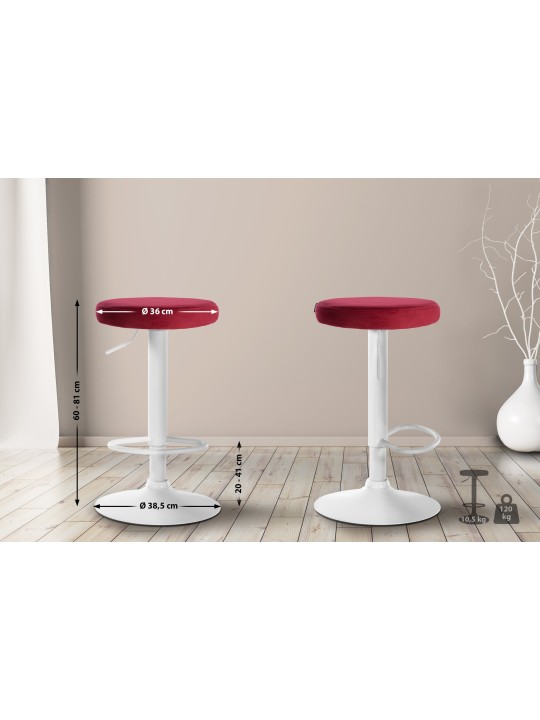 Conjunto de 2 bancos altos Ponte veludo, vermelho