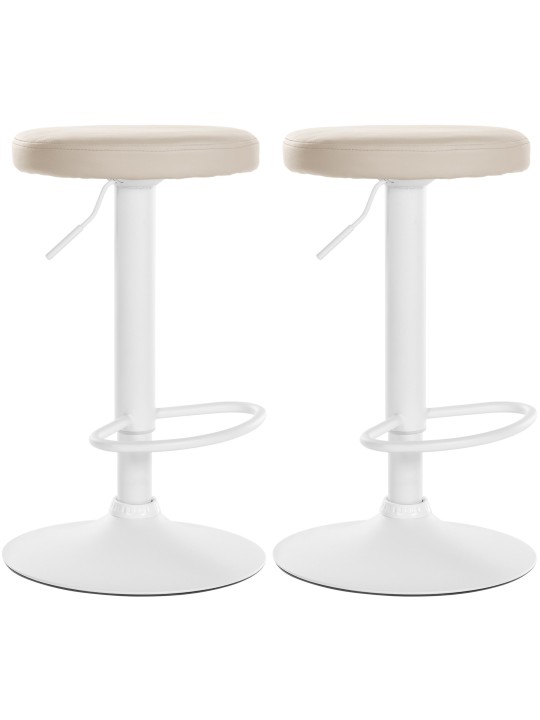 Conjunto de 2 bancos altos Ponte em pele sintética, creme