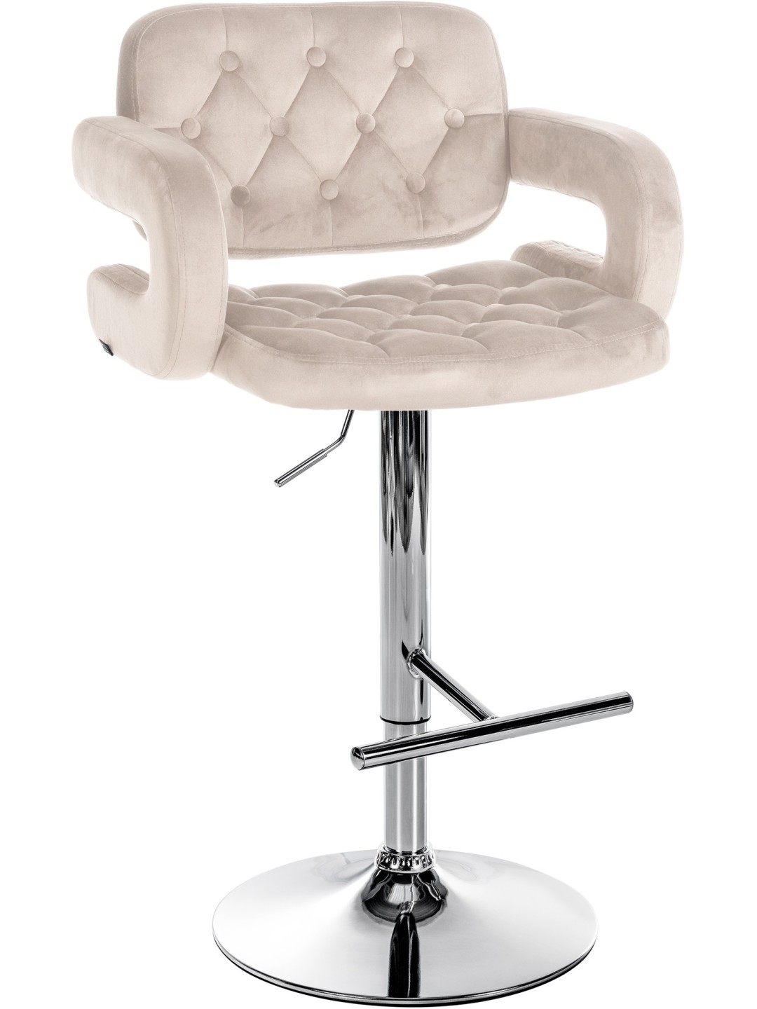 Banqueta alta Dublin veludo cromado, creme