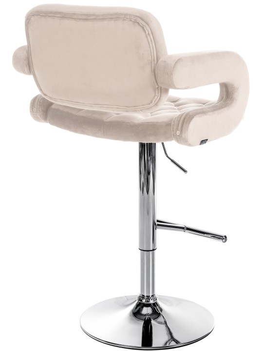 Banqueta alta Dublin veludo cromado, creme