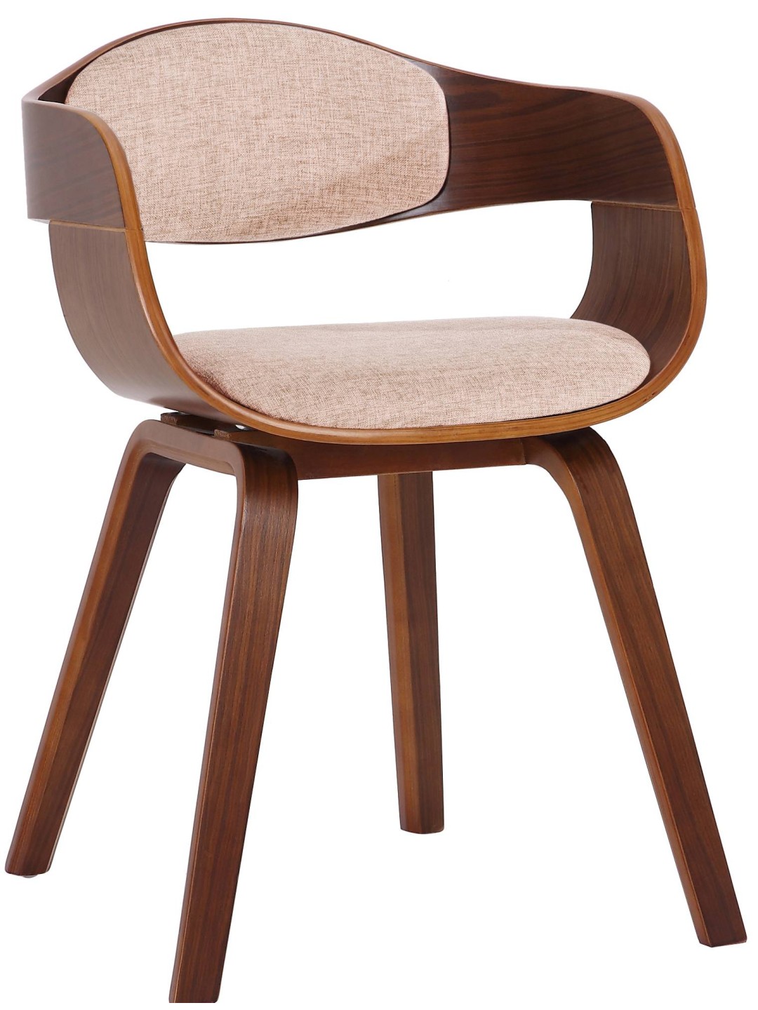 Cadeira para visitantes tecido Kingston, nogueira/creme