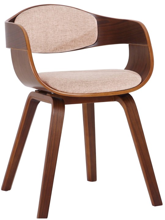 Cadeira para visitantes tecido Kingston, nogueira/creme