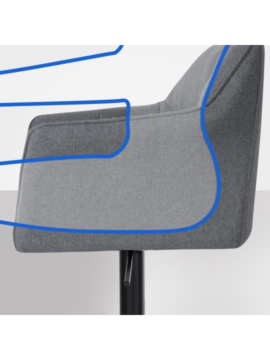 Banqueta alta Damaso B em feltro, cinza