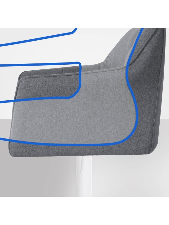 Banqueta alta Damaso W feltro, cinza