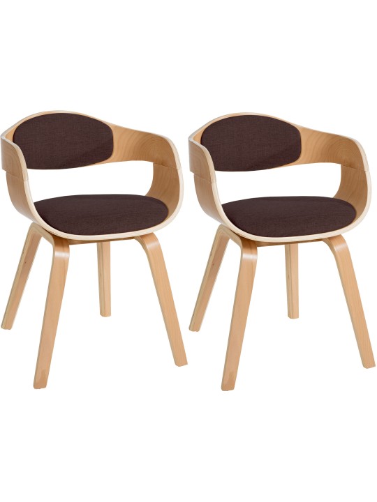 Conjunto de 2 cadeiras em tecido Kingston, natural/castanho Conjunto de 2 cadeiras em tecido Kingston, natural/castanho