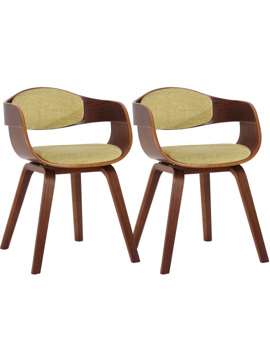 Conjunto de 2 cadeiras em tecido Kingston, nogueira/verde claro