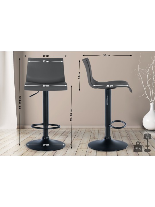 Conjunto de 2 bancos altos de plástico Branford, cinza Conjunto de 2 bancos altos de plástico Branford, cinza