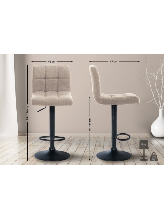 Conjunto de 2 bancos altos tecido Calma, creme