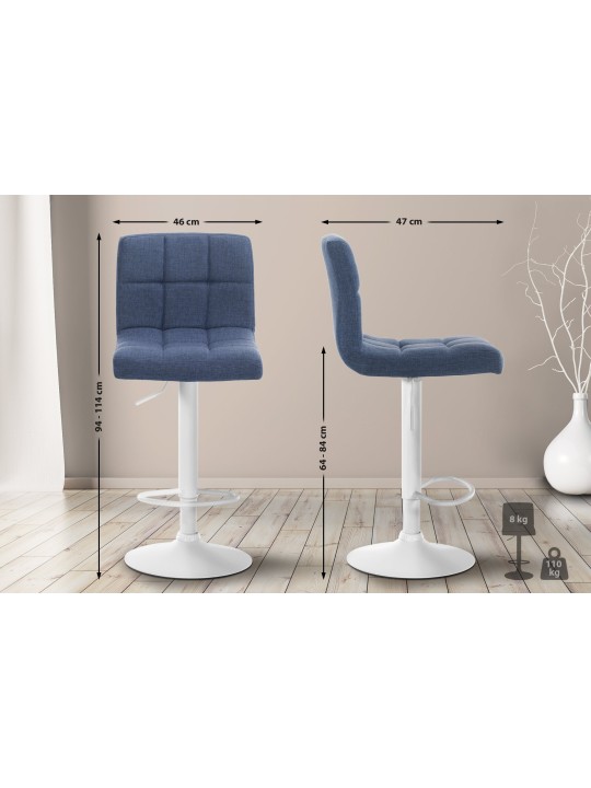 Conjunto de 2 bancos altos tecido Calma, azul