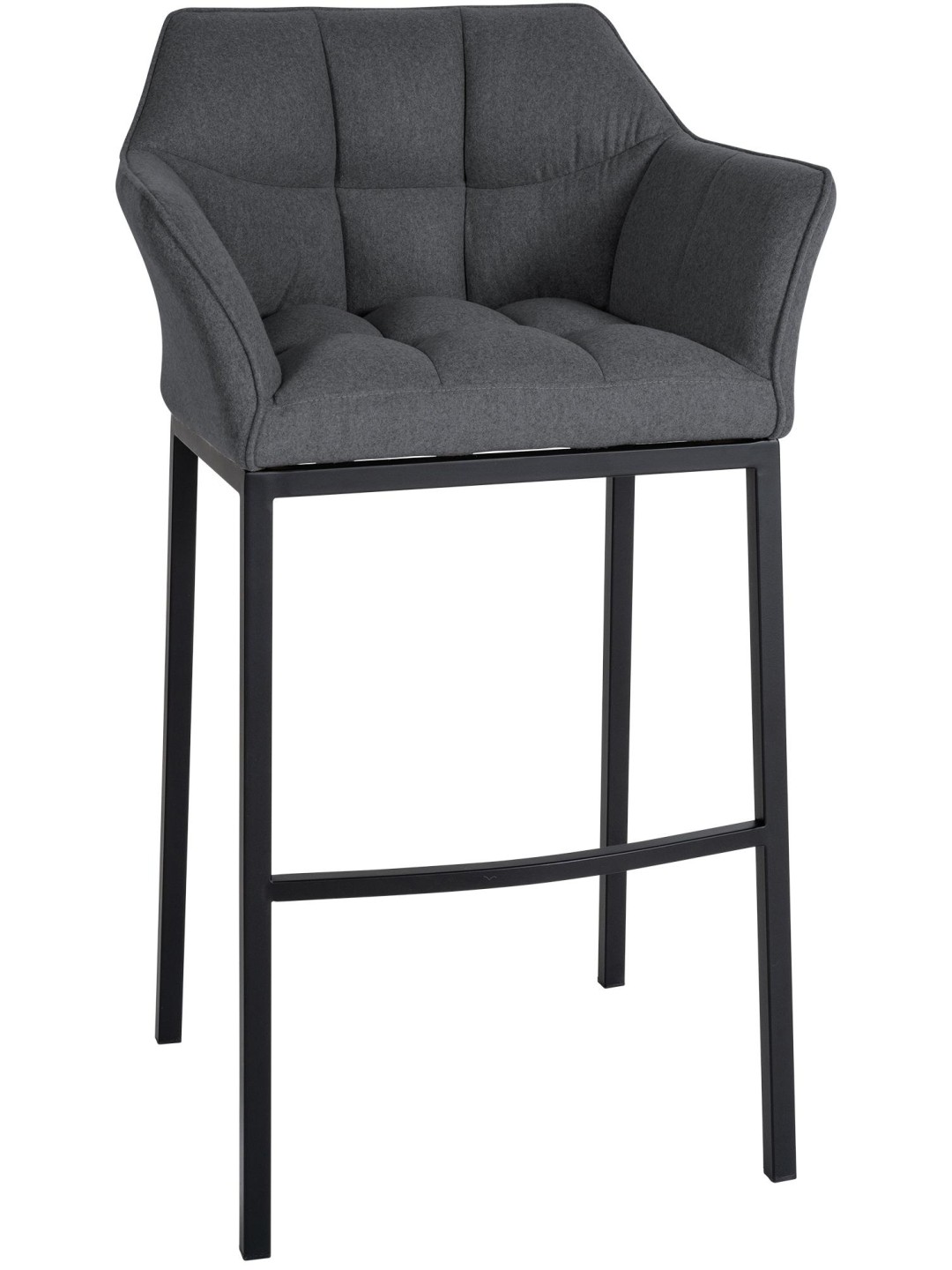 Banqueta alta Damaso B em feltro com estrutura de 4 pés, cinza