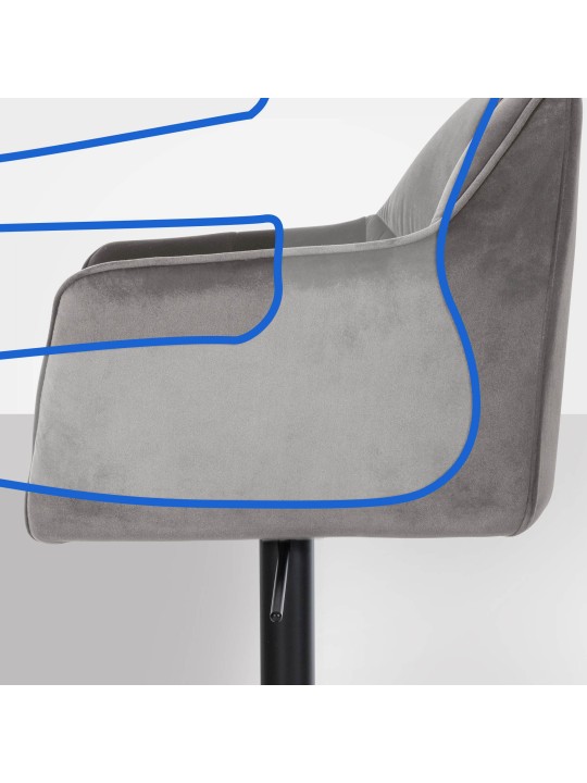 Banqueta alta Damaso B veludo, cinza