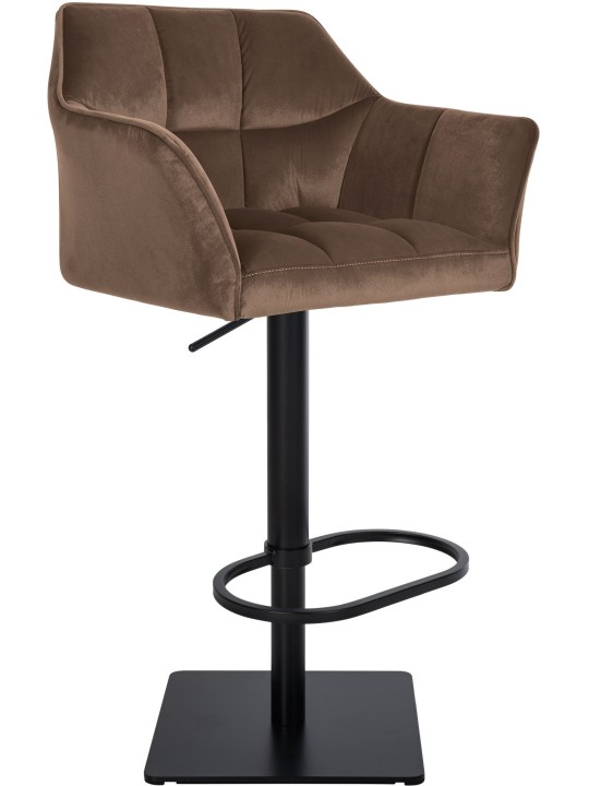 Banqueta alta Damaso B veludo, castanho