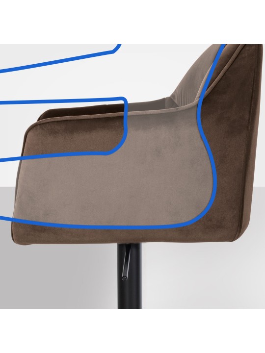 Banqueta alta Damaso B veludo, castanho