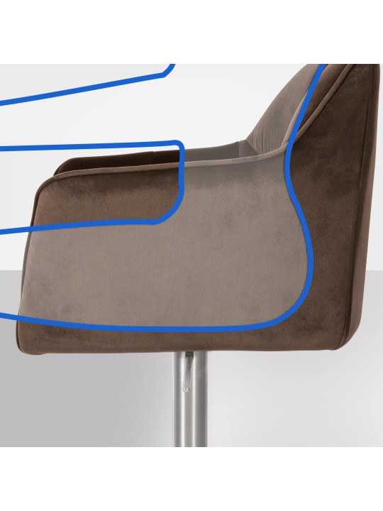 Banqueta alta Damaso E veludo, castanho