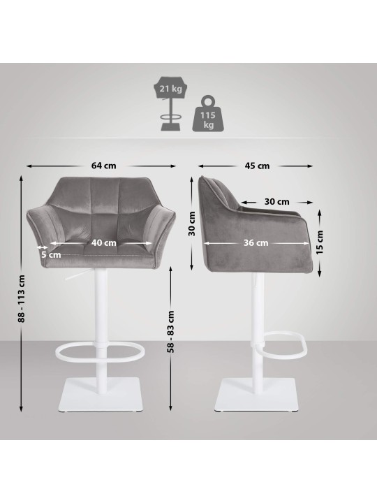 Banqueta alta Damaso W veludo, cinza Banqueta alta Damaso W veludo, cinza