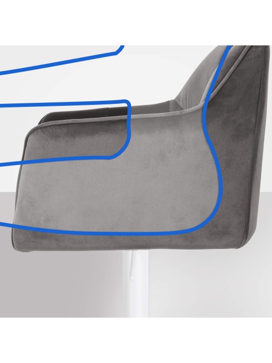 Banqueta alta Damaso W veludo, cinza Banqueta alta Damaso W veludo, cinza