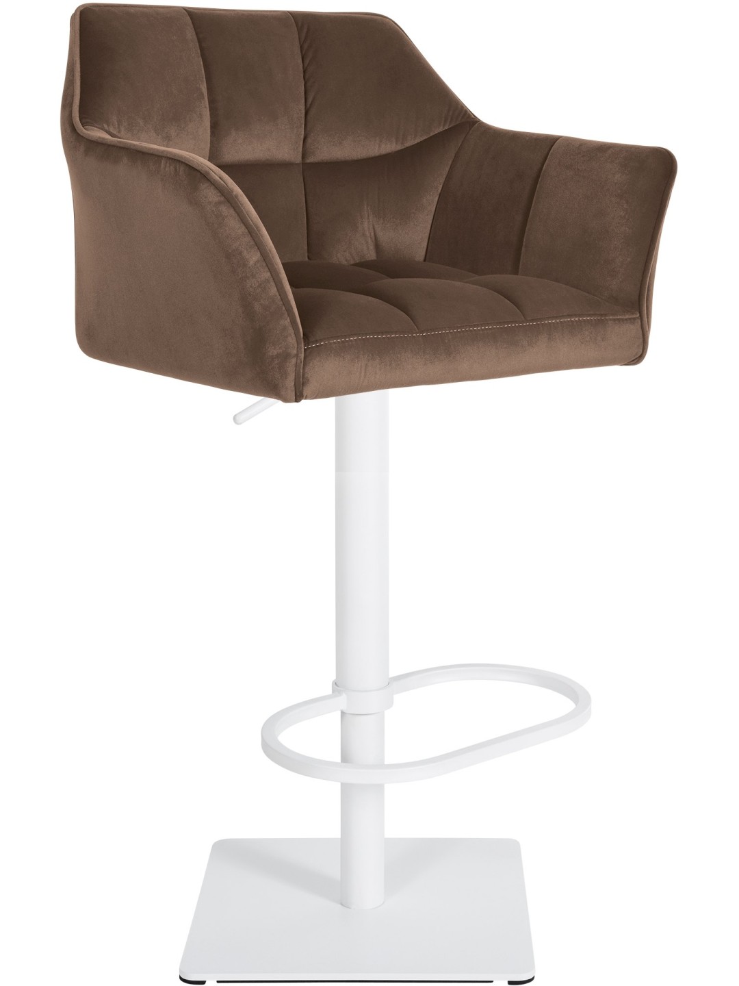 Banqueta alta Damaso W veludo, castanho