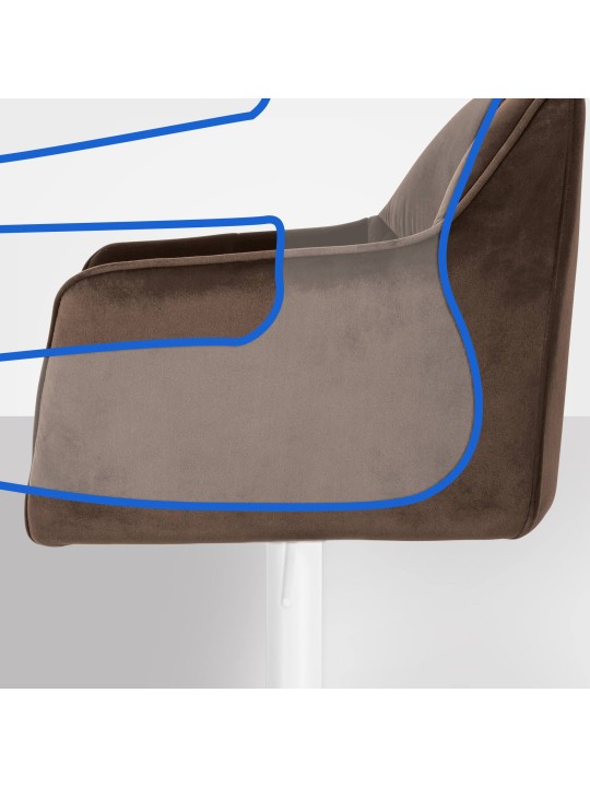 Banqueta alta Damaso W veludo, castanho