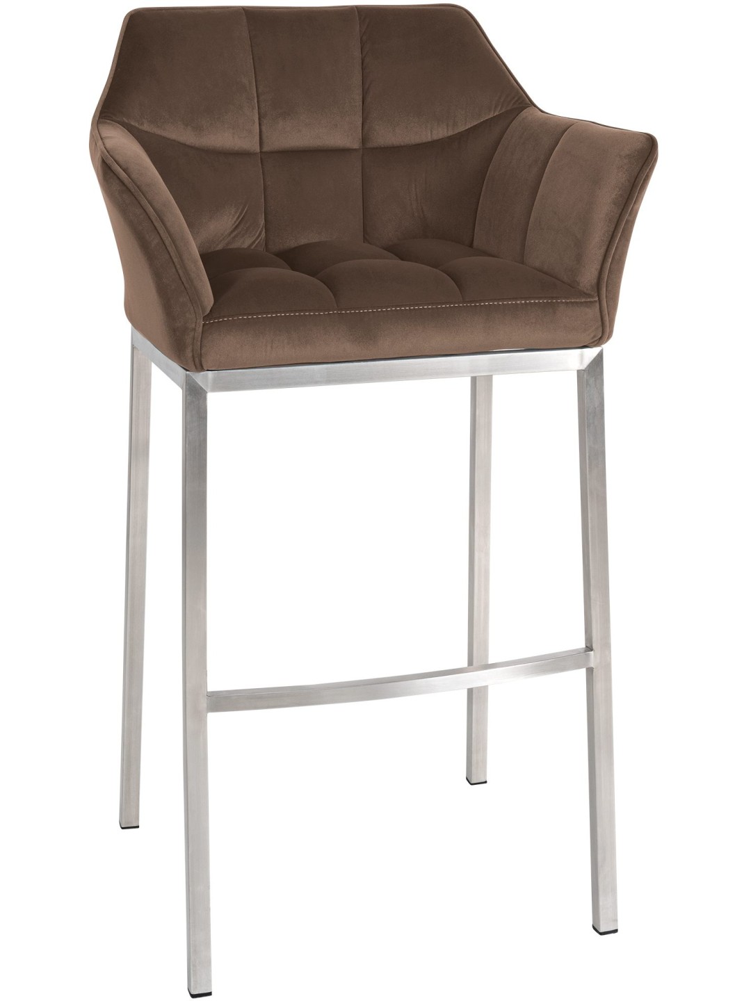Banqueta alta Damaso E veludo com estrutura de 4 pés, castanho