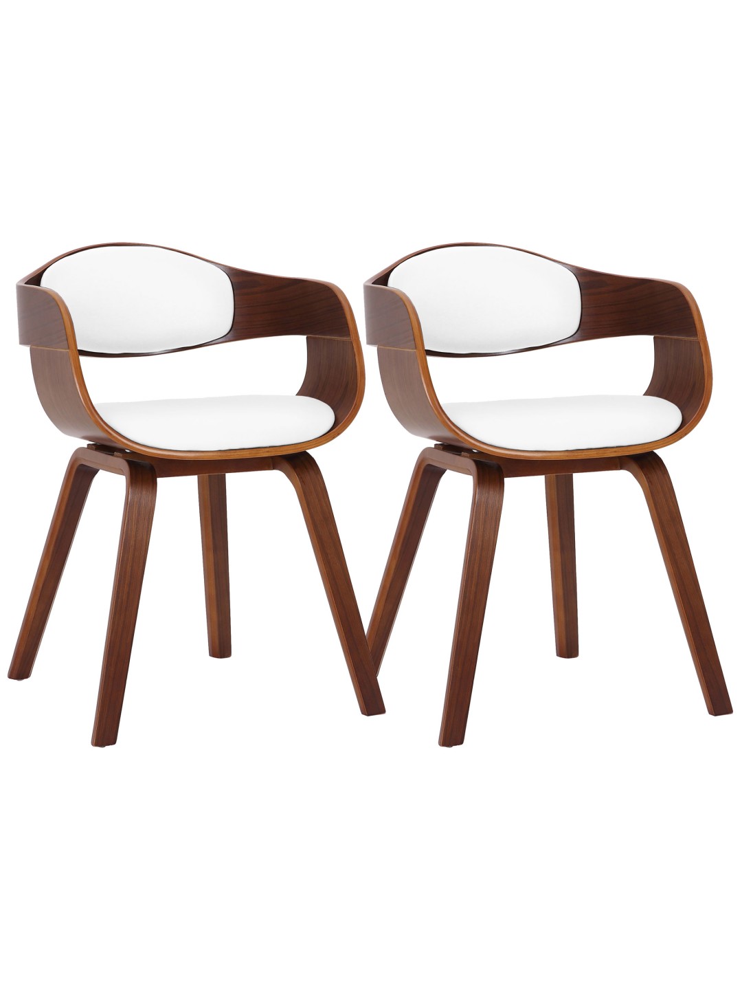 Conjunto de 2 cadeiras em couro sintético Kingston, nogueira/branco